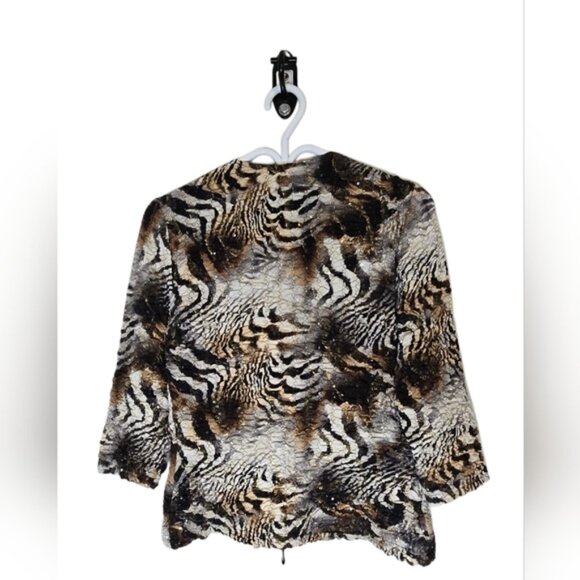 Vtg Joseph Ribkoff Designer Animal Print Edgy Size 10 Glitter 90s Jacket - Picture 2 of 6
